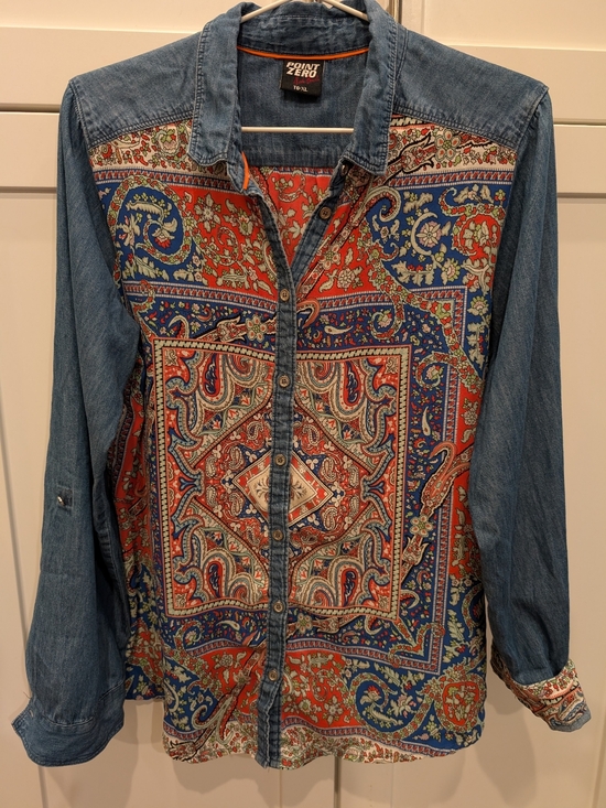 Point Zero Tops - Point Zero Denim Bandana Shirt